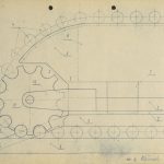 Proposed technical improvement to prof. Wünsch’s trolleys: longitudinal section of the middle of the trolley with the leading cogwheel and the Gall chain coupling links removed