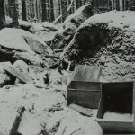 In December 1965 forest workers discovered several empty boxes of German origin in the area of Knížecí stolec, apparently removed from an underground shelter by unknown people. They were signed WaA 1944 (Waffenamt).