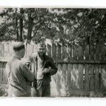 Žně v Temechově u Želivi, 1951. Původně temechovský statek patřil želivskému klášteru; po jeho záboru zde vznikl státní statek s vepřínem. ABS, Historický fond Státní bezpečnosti (H), arch. č. H-394.