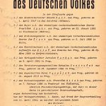 První strana rozsudku Lidového soudního dvora, jímž byli k smrti odsouzeni přední představitelé NOS – Eduard Petr, František Spohr a Jaroslav Purkyt, Berlín, 13. duben 1943. (ABS, f. Německé soudy v Říši, sign. 141-271-1)