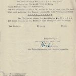 Usnesení Lidového soudního dvora o tom, že řízení proti obviněnému Janu V. Kellerovi je vyřízeno dnem jeho úmrtí, tj. 26. únorem 1944. (ABS, f. Německé soudy v Říši, sign. 141-341-17)