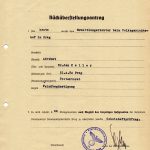 Potvrzení Řídící úřadovny gestapa v Praze o zpětném převzetí Jana V. Kellera od vyšetřujícího soudce Lidového soudního dvora, Praha, 30. duben 1943. (ABS, f. Německé soudy v Říši, sign. 141-341-16)